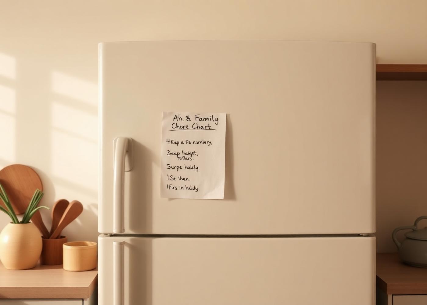 Tabla de responsabilidades pegada en un refrigerador
